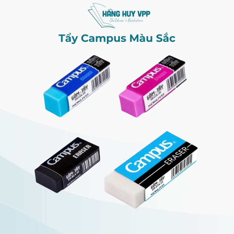 Combo 5 Tẩy Campus Màu Sắc - Hồng/ Xanh Dương