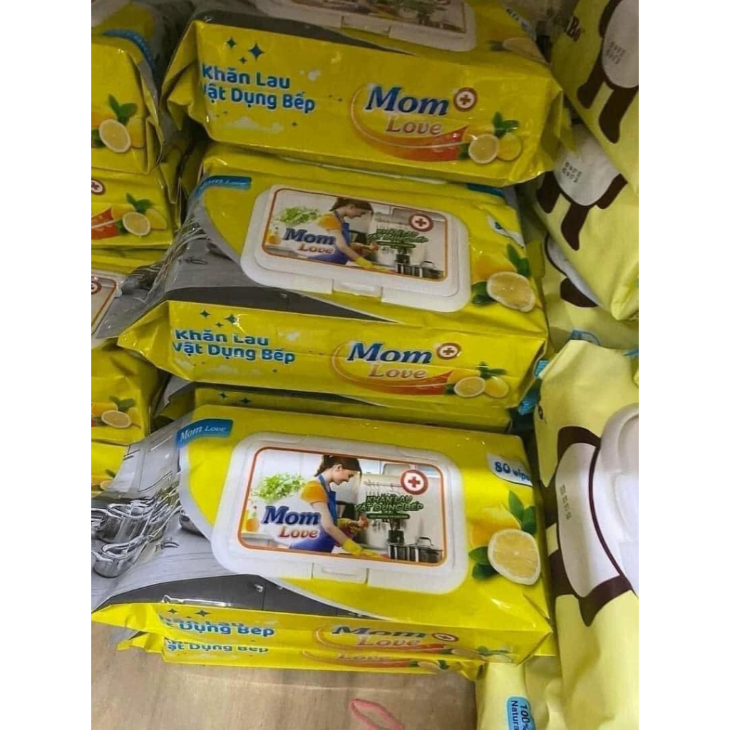 BỊCH 80 MIẾNG KHĂN ƯỚT LAU BẾP ĐA NĂNG MOM LOVE TIỆN LỢI