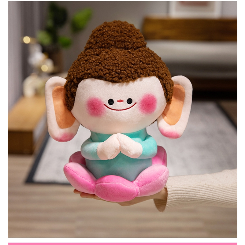 Gấu Bông Tịnh Tâm Khỉ Phật Ngồi Đài Sen, Gấu Bông Chữa Lành Giúp Giảm Stress Mang Lại Cảm Giác Bình An Quà Tặng,Decor