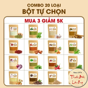 20 loại bột tự chọn, cần tây, rau má, cam thảo, đậu đỏ, yến mạch, quế, ngũ vị hương, bạch linh