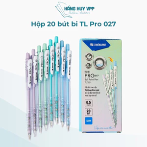 Hộp 20 bút bi Thiên Long Pro 027 ngòi cao cấp 0.5mm, thân bút màu pastel thời trang tự động thu ngòi TL-105