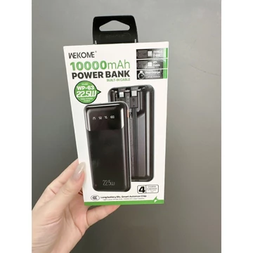 Sạc dự phòng Wk 10000mah sẵn dây 3 đầu sạc có cao su hít mặt lưng điện thoại, sạc dự phòng sạc đồng thời được nhiều máy