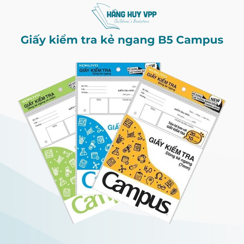 Combo 5 Giấy kiểm tra kẻ ngang B5 Campus - giấy kiểm tra cấp 2/cấp 3