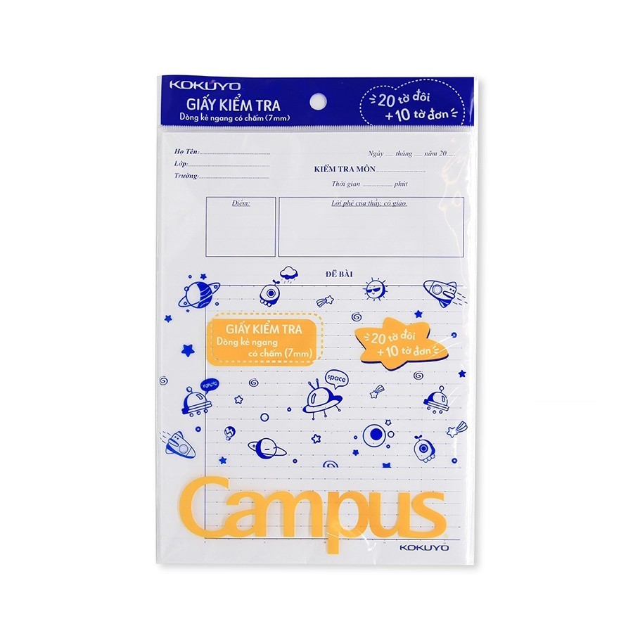 Combo 5 Giấy kiểm tra kẻ ngang B5 Campus - giấy kiểm tra cấp 2/cấp 3
