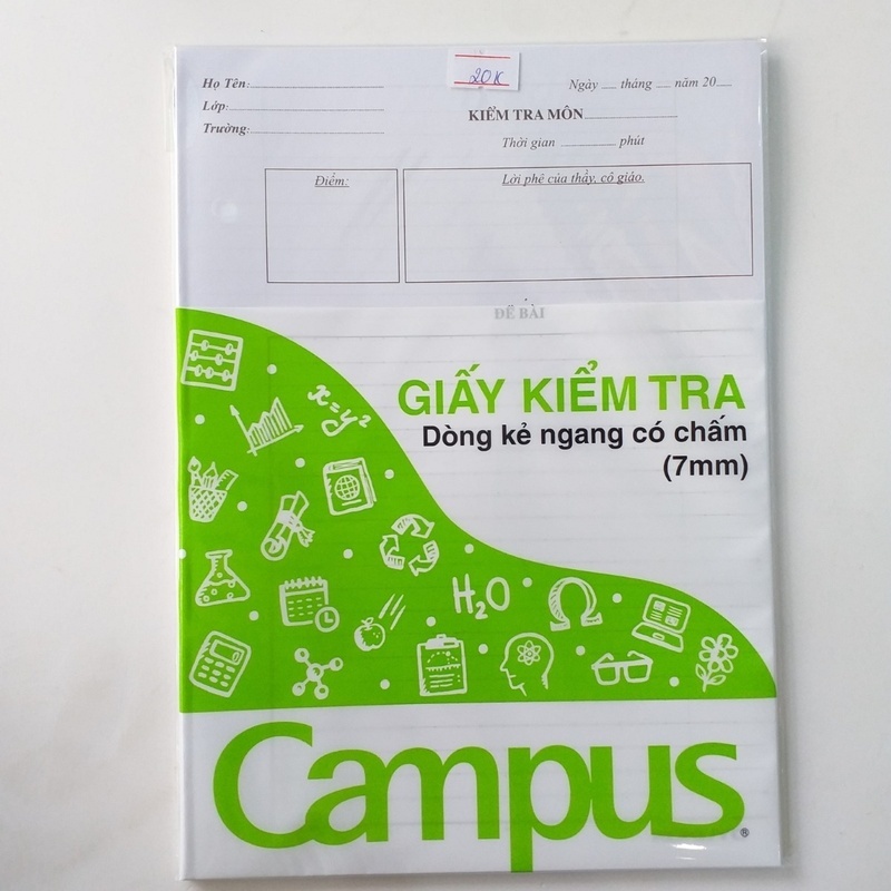 Combo 5 Giấy kiểm tra kẻ ngang B5 Campus - giấy kiểm tra cấp 2/cấp 3