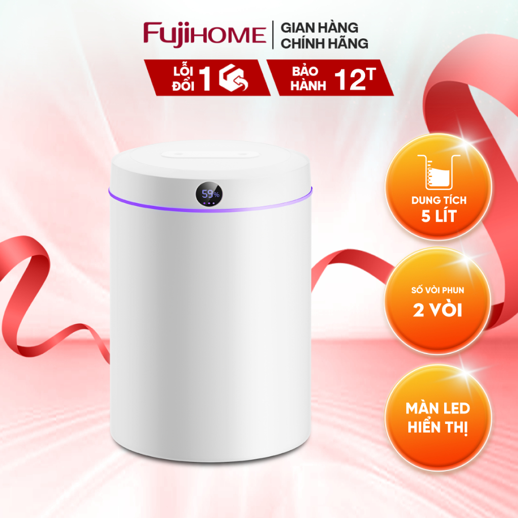 Ảnh Máy phun sương tạo ẩm FUJIHOME HM05B xông tinh dầu, 3 tốc độ phun, màn led và đèn led hiển thị 1