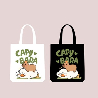 Túi tote, Túi vải bố canvas cotton Capybara cute đeo vai đi học đi chơi thời trang hàn quốc đựng vừa A4 - tot2013