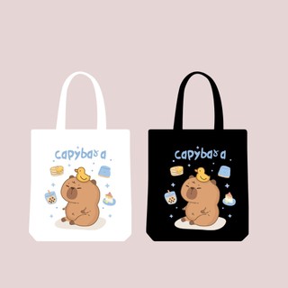 Túi tote, Túi vải bố canvas cotton Capybara cute đeo vai đi học đi chơi thời trang hàn quốc đựng vừa A4 - tot2013