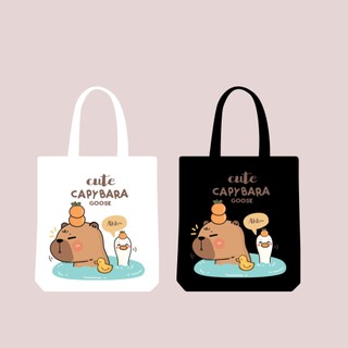 Túi tote, Túi vải bố canvas cotton Capybara cute đeo vai đi học đi chơi thời trang hàn quốc đựng vừa A4 - tot2013
