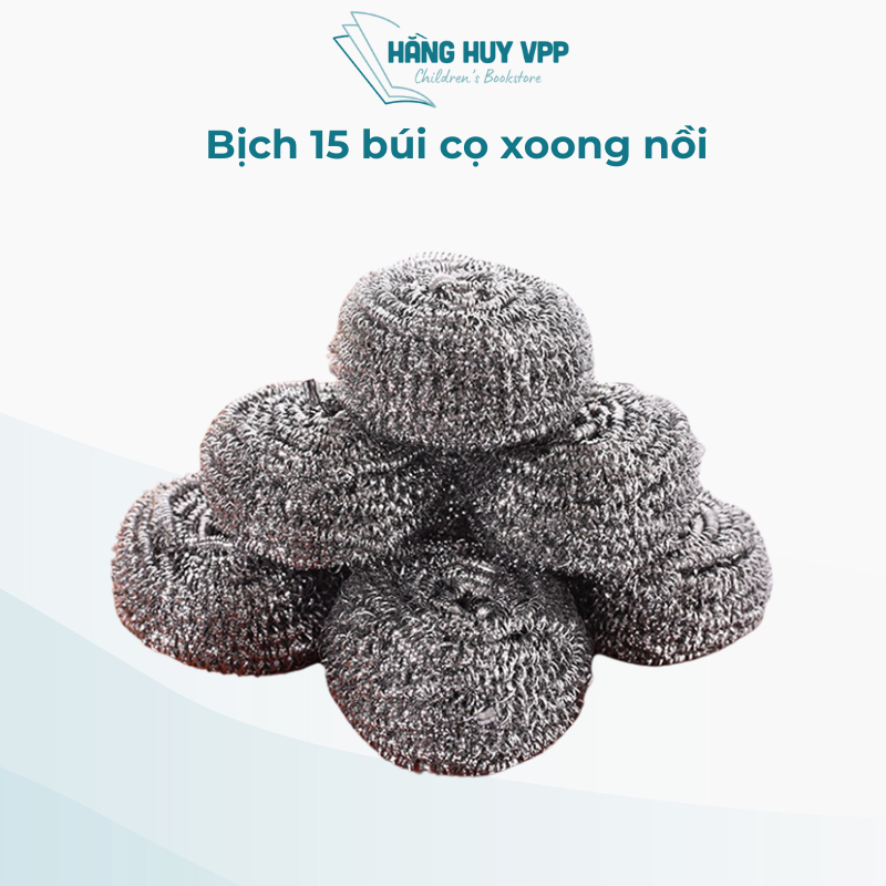 Bịch 15 búi cọ xoong, búi sắt cọ nồi 2 loại, hàng dày, hàng mỏng, phoi sắt không rỉ cọ xoong chảo, giá giao buôn