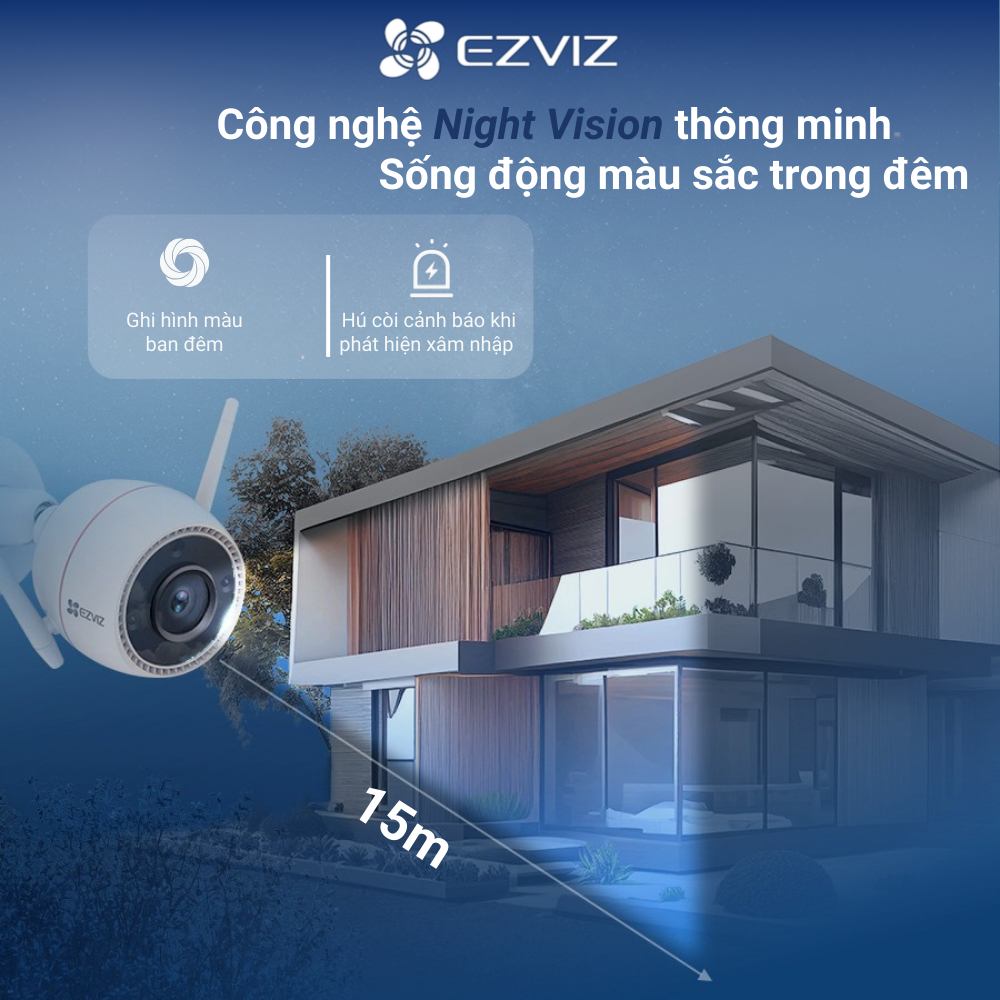 Ảnh Camera WI-FI Ngoài trời EZVIZ C3TN 3MP Đàm thoại 2 chiều, Có màu đêm, IP67 chống chịu thời tiết, Công nghệ AI 3