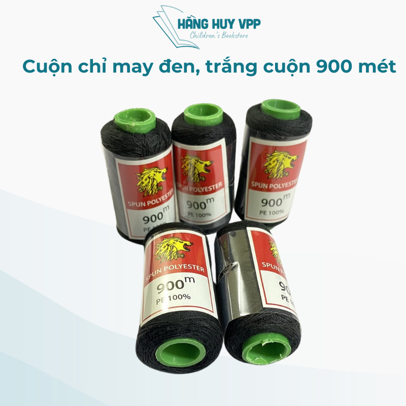 combo 5 Cuộn chỉ may màu đen, trắng cuộn chỉ khâu 900 mét
