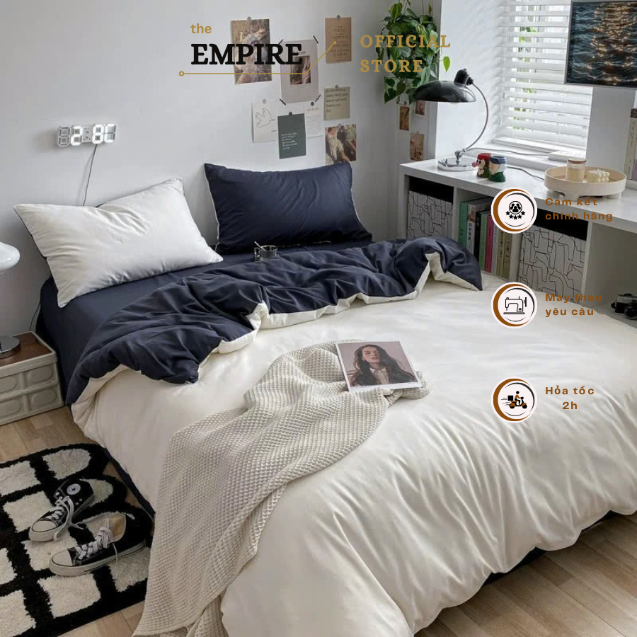 Bộ chăn ga gối cotton tici EMPIRE set 5 món ga trải giường bo chun drap đẹp - EMPIRE Bedding & Decor