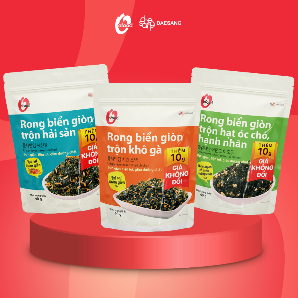 COMBO 3 Rong biển giòn trộn 3 vị O’Food 40g – Đồ ăn vặt ngon, ăn liền ...