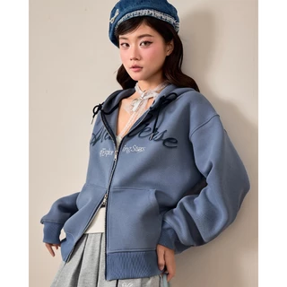 Áo khoác hoodie zip boxy nỉ 2 da "Miukiway" Boxy Hoodie AIAI OFFICIAL thêu logo
