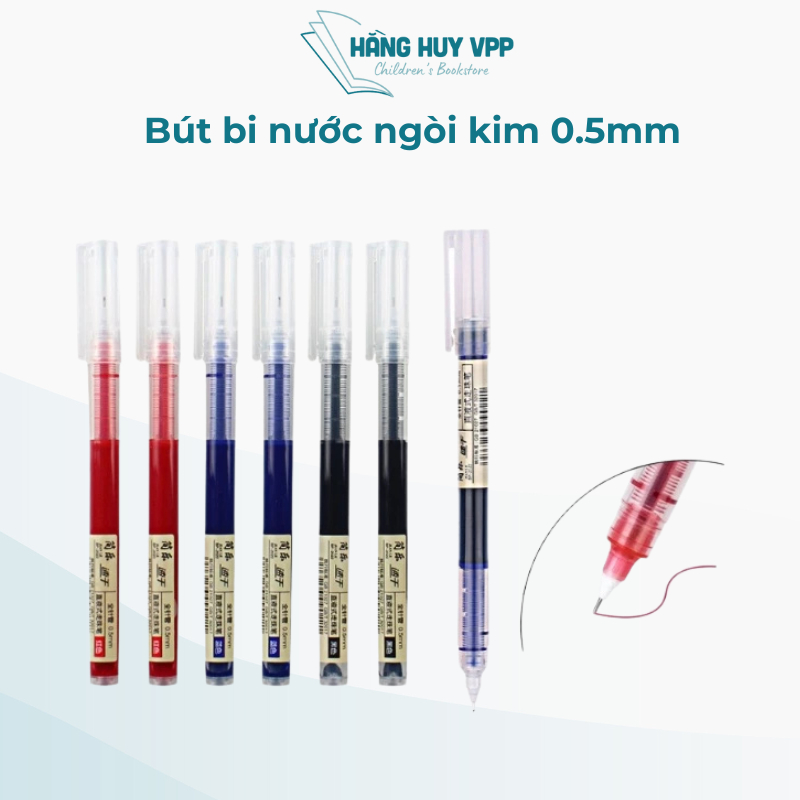 Combo 5 bút bi nước ngòi kim viết mực nhanh khô phù hợp với mọi lứa tuôi