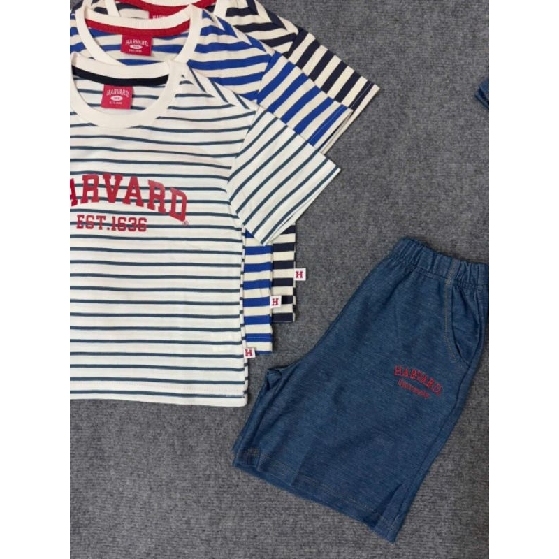 (BomoHouse) Set bộ áo thun + quần giả bò Harvard* bé trai, bé gái size đại - unisex (14-47 kg)