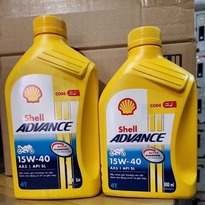 Nhớt shell advance AX5 15W40, nhớt shell ax5 15w40 nhớt xe máy 800ml/1L ...