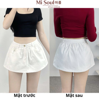 Chân Váy KaKi Dáng Ngắn Nhún Tùng Cạp Cao Có Lót Trong BigSize MiSoul, Váy Mini Dáng A Lưng Cao 387