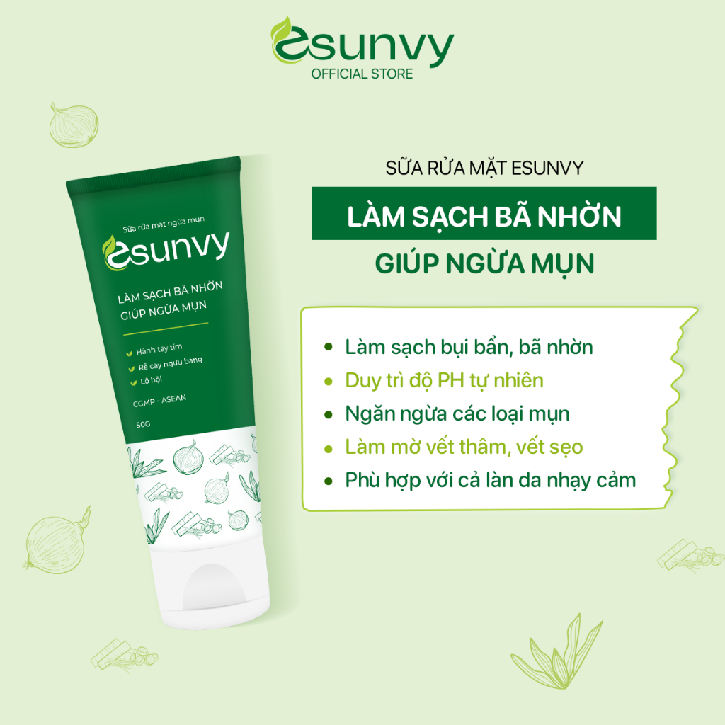 Ảnh Sữa Rửa Mặt Esunvy Giúp Kiểm Soát Bã Nhờn Sạch Mụn Dùng Cho Mọi Loại Da Tuýp 50g - 150g TMP003 4