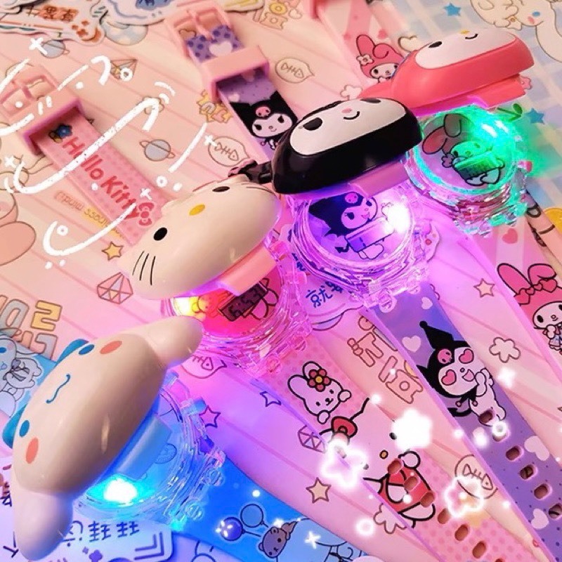 Đồng hồ phát sáng Kuromi, melody, cinamoroll phát nhạc, xem giờ, đồng hồ phát sáng đáng yêu cho bé