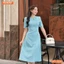 Đầm thiết kế BEMINE cổ tròn xẻ giọt nước đính cúc dáng chữ A phù hợp đi làm, đi dạo phố-MT10030