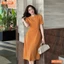 Đầm thiết kế BEMINE cổ tròn xẻ giọt nước đính cúc dáng chữ A phù hợp đi làm, đi dạo phố-MT10030