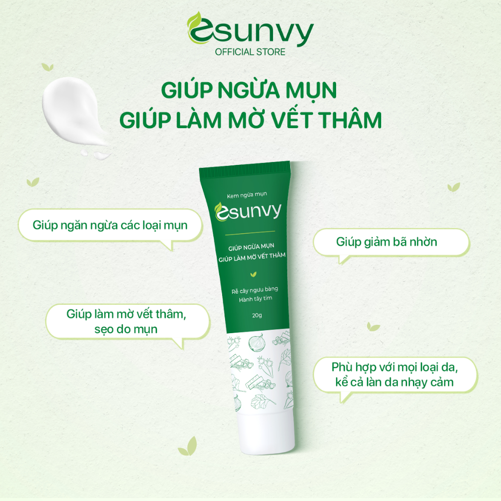 Ảnh Kem Ngừa Mụn Esunvy Giúp Sạch Mụn, Hết Thâm, Mờ Sẹo Phù Hợp Với Mọi Loại Da Tuýp 20g TMP002 4