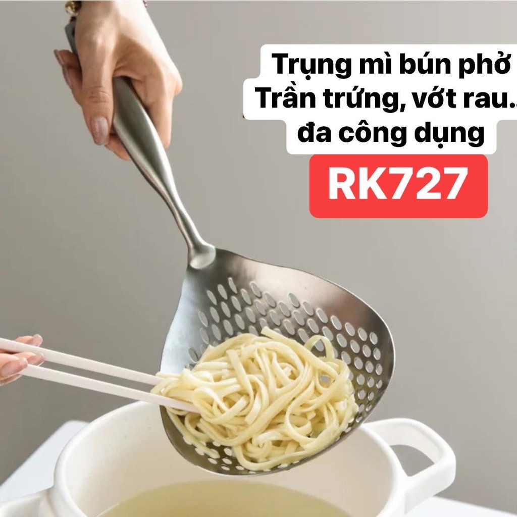 Vợt Rau Củ Inox 304, Vợt Mì Bún Bản To