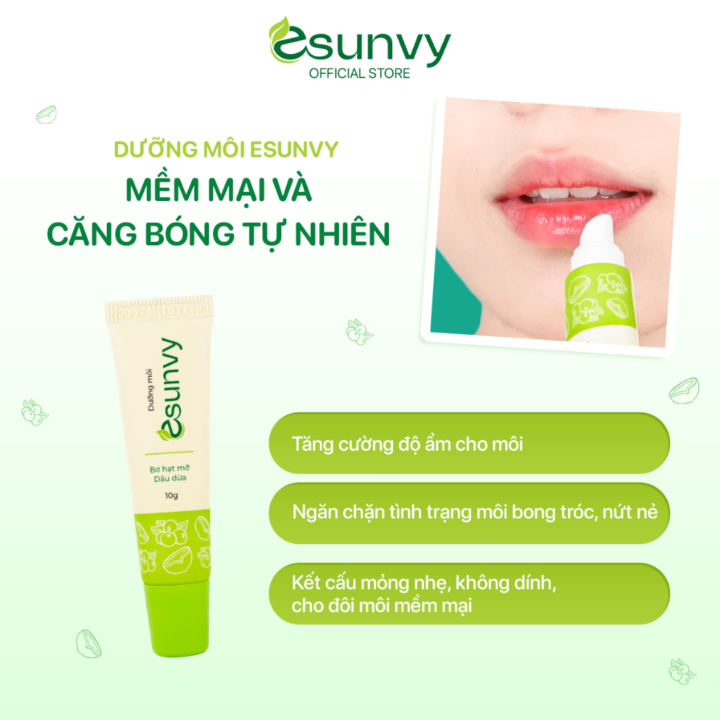 Ảnh Dưỡng Môi Esunvy Bảo Vệ Môi Không Bị Khô Ráp, Nứt Nẻ, Luôn Căng Mọng, Mềm Mại Tự Nhiên Tuýp 10g TMP004 2