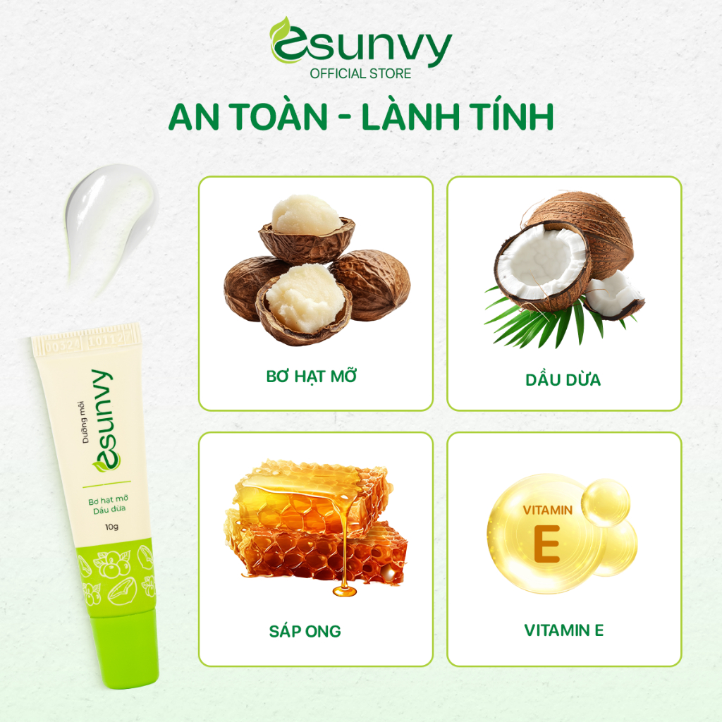 Ảnh Dưỡng Môi Esunvy Bảo Vệ Môi Không Bị Khô Ráp, Nứt Nẻ, Luôn Căng Mọng, Mềm Mại Tự Nhiên Tuýp 10g TMP004 3