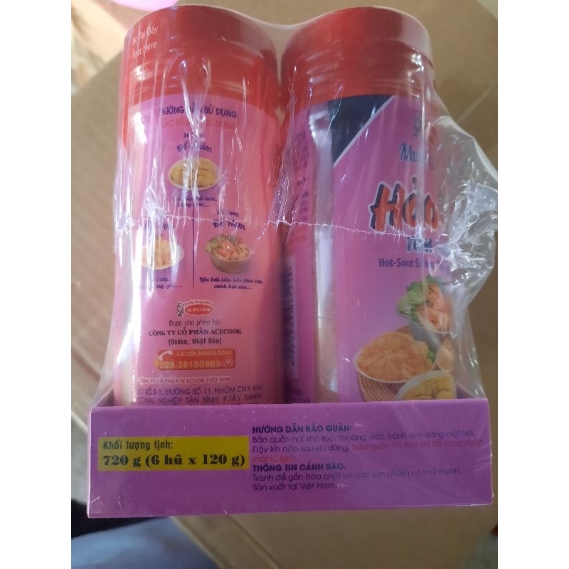 1 lốc 6 hũ muối chấm hảo hảo được sản xuất bởi công ty acecook việt nam