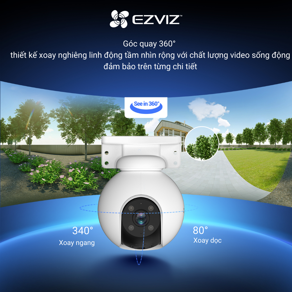 Ảnh Camera Wi-fi EZVIZ H8 PRO 5MP Ghi Hình Màu Ban Đêm, Công Nghệ AI phát hiện người và xe, Theo dõi tự động 1