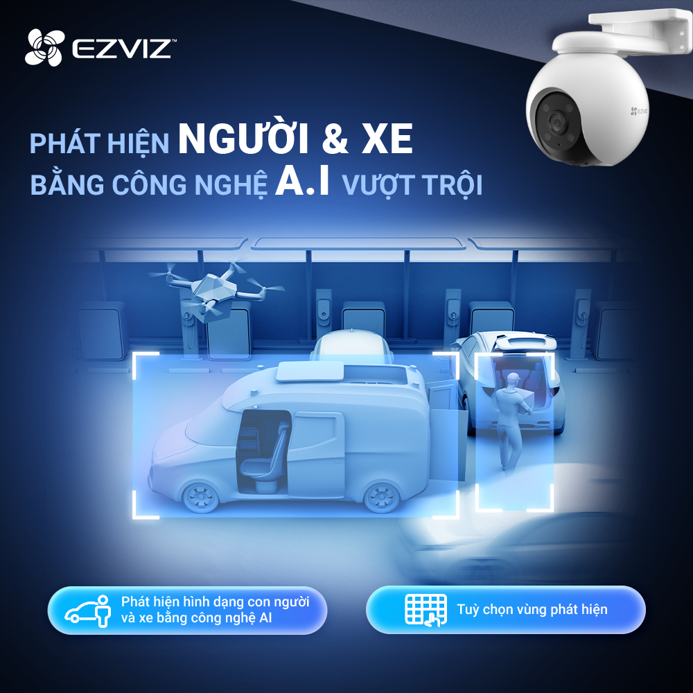 Ảnh Camera Wi-fi EZVIZ H8 PRO 5MP Ghi Hình Màu Ban Đêm, Công Nghệ AI phát hiện người và xe, Theo dõi tự động 2