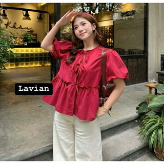Áo babydoll kèm áo quây buộc dây nơ xinh xỉu, dáng rộng freesize dưới 56kg LAVIAN A05