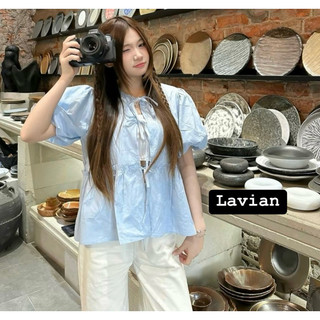 Áo babydoll kèm áo quây buộc dây nơ xinh xỉu, dáng rộng freesize dưới 56kg LAVIAN A05