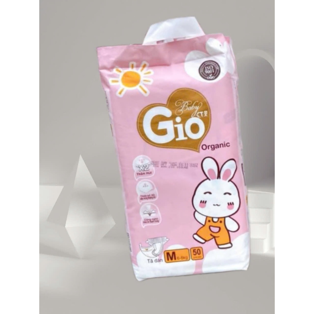 TÃ BỈM DÁN BABY GIO ORGANIC CHO BÉ SƠ SINH -100 MIẾNG (2 BỊCH ) MIỄN PHÍ SHIP -SIZE S,M ( 2-8kg )
