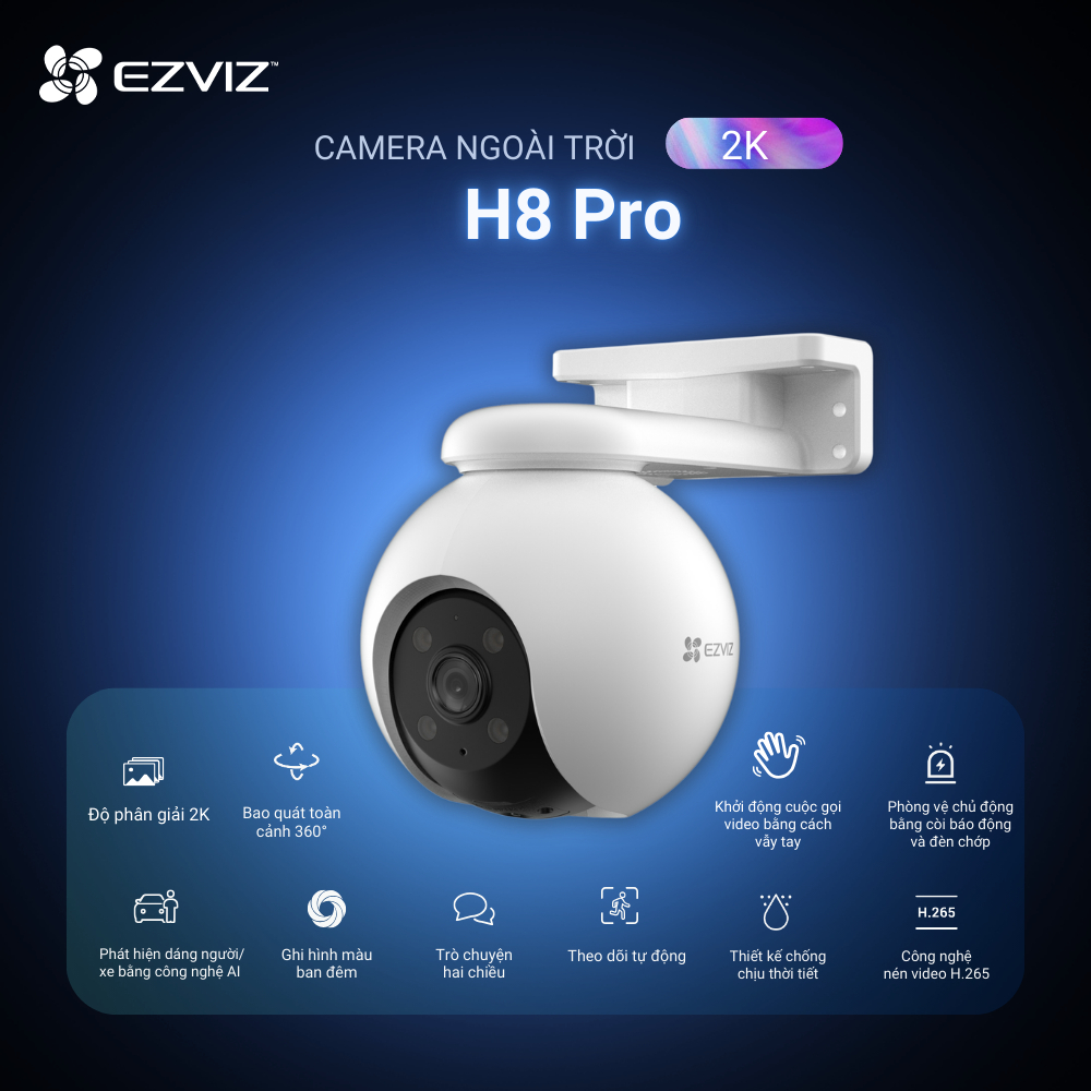 Ảnh Camera Wi-fi EZVIZ H8 PRO 2K &3K, Quay Quét 360, Ghi Hình Màu Ban Đêm, Đàm Thoại 2 Chiều 1