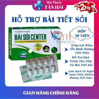 Bài sỏi Center, viên uống giúp lợi tiểu, hỗ trợ quá trình tán nhỏ và bài tiết sỏi thận, sỏi mật, bàng quang, hộp 30 viên