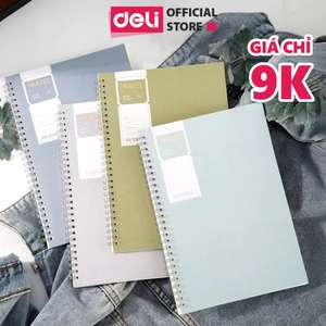 Sổ Lò Xo Kép A5 120 Trang Giấy Kẻ Ngang Chống Lóa Deli - Sổ Tay Ghi Chép Gáy Xoắn Takenote Plannner