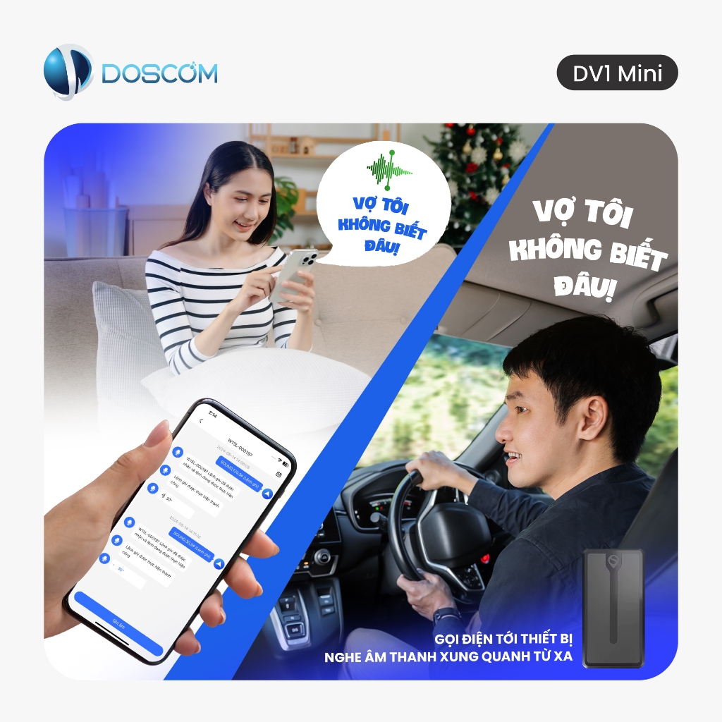 (Bảo hành 12 tháng) Thiết Định Vị GPS Không Dây Doscom DV1 Mini - Sử Dụng Cho Ô Tô, Xe Máy, Pin 12 Ngày