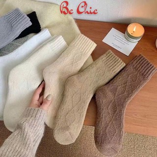Tất Vớ Nữ, Nam T 902 Lót Lông Giữ Nhiệt Cao Cổ Siêu Ấm Màu Tất Vớ Cao Cổ Dập Nổi Hình Thoi Loại Dày Lót Nỉ Ấm Áp