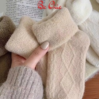 Tất Vớ Nữ, Nam T 902 Lót Lông Giữ Nhiệt Cao Cổ Siêu Ấm Màu Tất Vớ Cao Cổ Dập Nổi Hình Thoi Loại Dày Lót Nỉ Ấm Áp