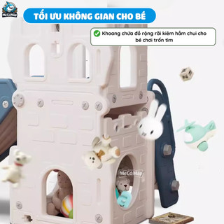 Cầu Trượt Cho Bé Pakey Lâu Đài Máng Trượt Dày 2m TẶNG KÈM BÓNG RỔ, cầu Trượt Cao Dày Dặn Tải Tọng 60kg