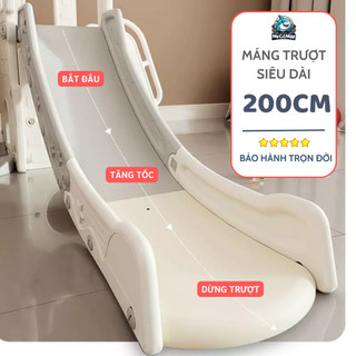 Cầu Trượt Cho Bé Pakey Lâu Đài Máng Trượt Dày 2m TẶNG KÈM BÓNG RỔ, cầu Trượt Cao Dày Dặn Tải Tọng 60kg