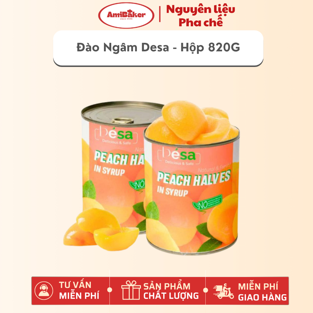 Đào ngâm Desa Hộp 820g Hương Vị Tươi Ngon, Ngọt Thanh Dùng Làm Topping ...