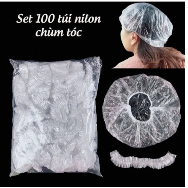 nón trùm ủ tóc nilon dùng 1 lần