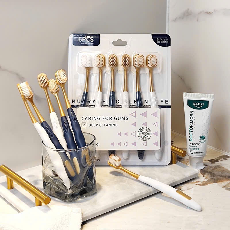 Combo 6 Chiếc Bàn Chải Đánh Răng CARING FOR GUMS Lông Tơ Mềm Mại - DLS Bàn Chải Vệ Sinh Răng face_mask5d.store