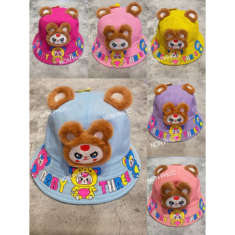 [Bé 3-5tuổi]MŨ VÀNH BABICHI GẤU NÂU NHỒI BÔNG CHO BÉ