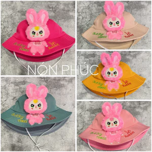 MŨ VÀNH BABICHI THỎ HỒNG NHỒI BÔNG CHO BÉ
